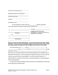Form CAO UD1-2 Summons for Eviction Pursuant to Idaho Code 6-310 (Expedited Proceedings) - Idaho
