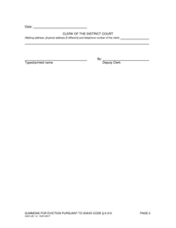 Form CAO UD1-2 Summons for Eviction Pursuant to Idaho Code 6-310 (Expedited Proceedings) - Idaho, Page 2