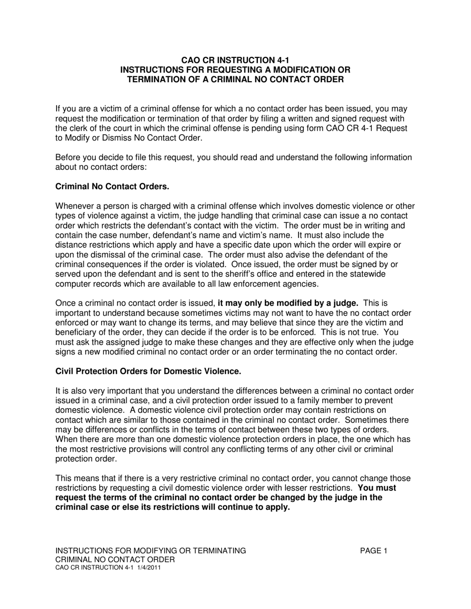 Download Instructions for Form CAO CR41 Request to Modify or Dismiss