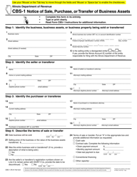 Form CBS-1 Notice of Sale, Purchase, or Transfer of Business Assets - Illinois