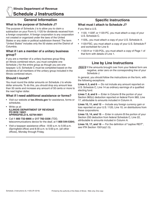 Form IL-1120 Schedule J  Printable Pdf