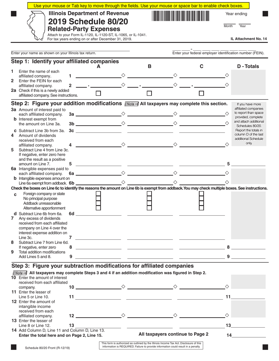 Schedule 80 / 20 Related-Party Expenses - Illinois, Page 1