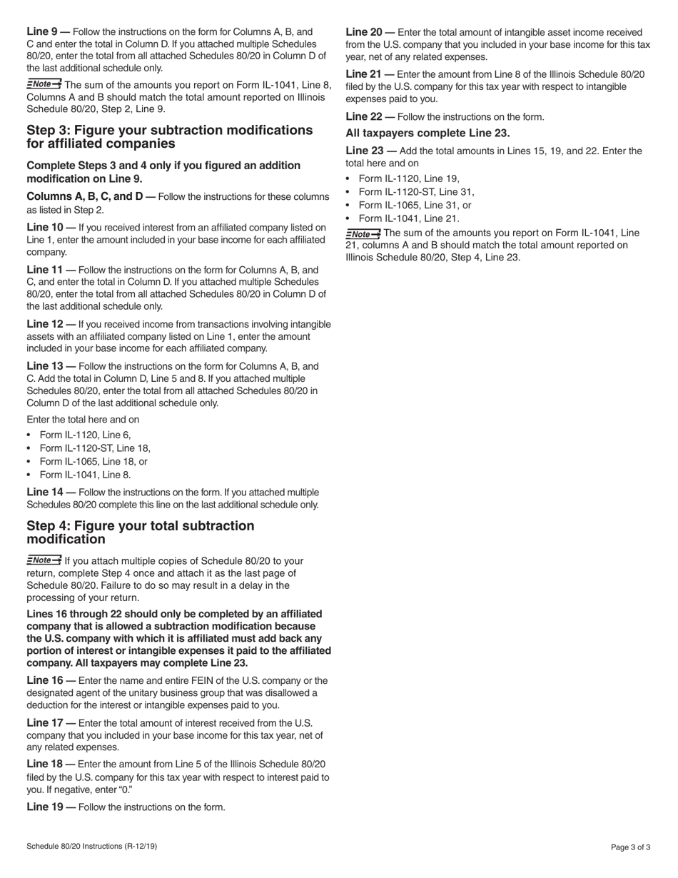 Instructions for Schedule 80 / 20 Related-Party Expenses - Illinois, Page 3