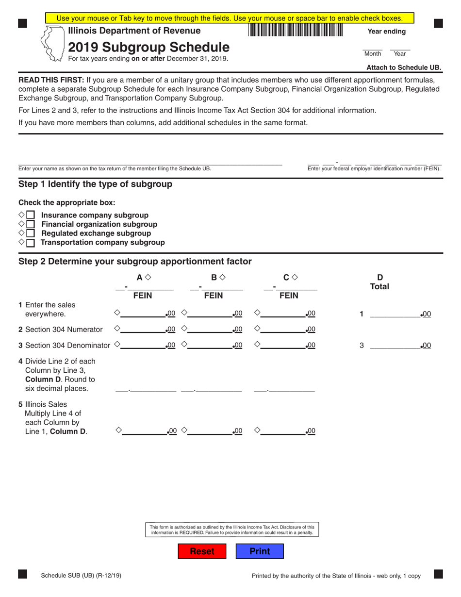 2019 Illinois Subgroup Schedule Fill Out Sign Online and Download 2019 Illinois Subgroup Schedule Fill Out Sign Online and Download