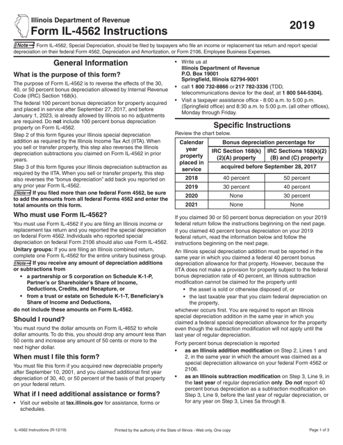 Form IL-4562 2019 Printable Pdf