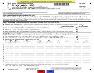 Document preview: Schedule 1299-D Income Tax Credits (For Corporations and Fiduciaries) - Illinois