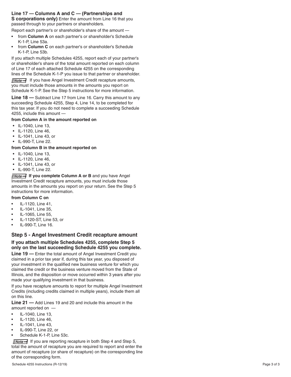 Instructions for Schedule 4255 Recapture of Investment Tax Credits - Illinois, Page 3