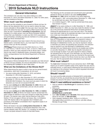 Instructions for Schedule NLD Illinois Net Loss Deduction - Illinois