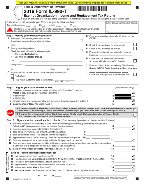 Form IL-990-T - 2019 - Fill Out, Sign Online and Download Fillable PDF