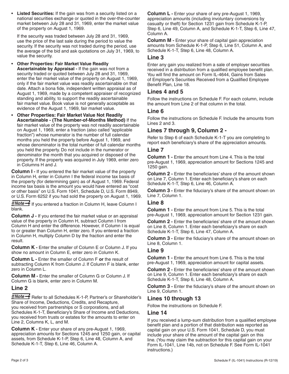 Instructions for Form IL-1041 Schedule F Gains From Sales or Exchanges of Property Acquired Before August 1, 1969 - Illinois, Page 2