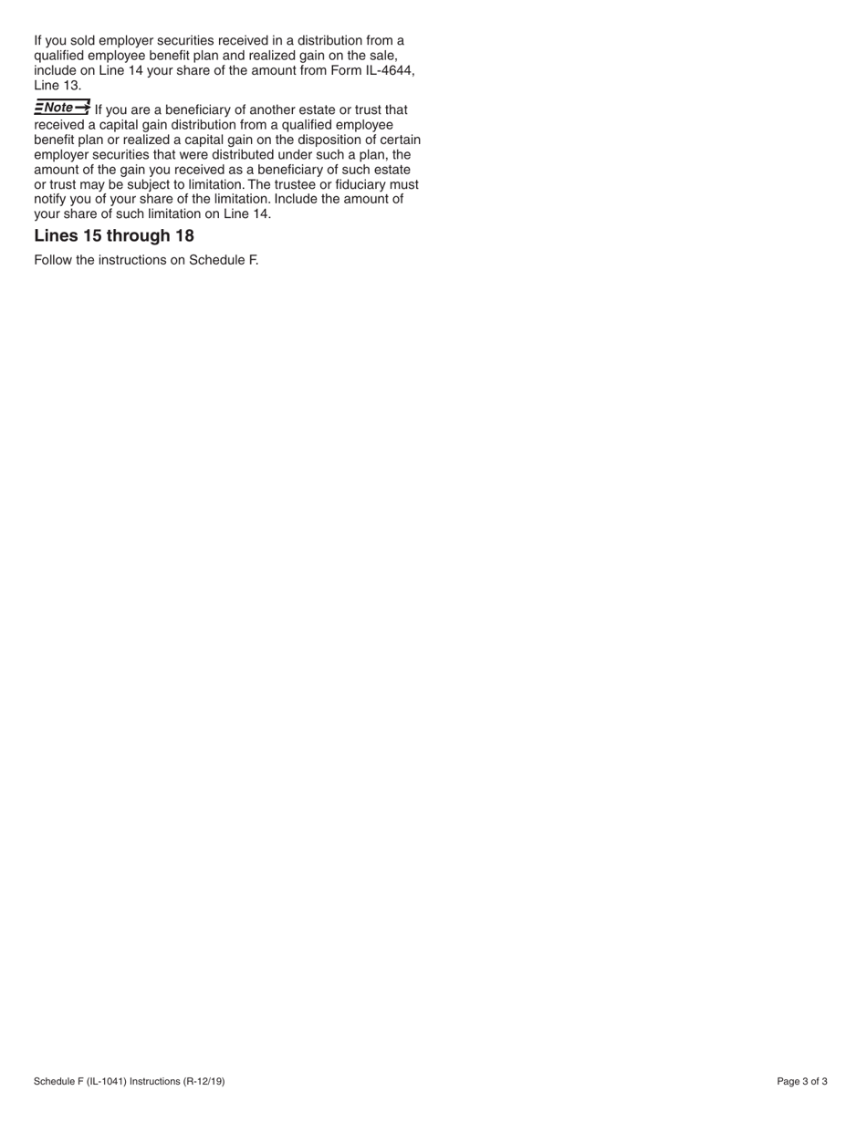 Instructions for Form IL-1041 Schedule F Gains From Sales or Exchanges of Property Acquired Before August 1, 1969 - Illinois, Page 3