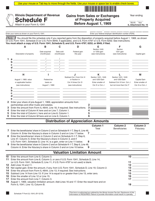 Form IL-1041 Schedule F  Printable Pdf