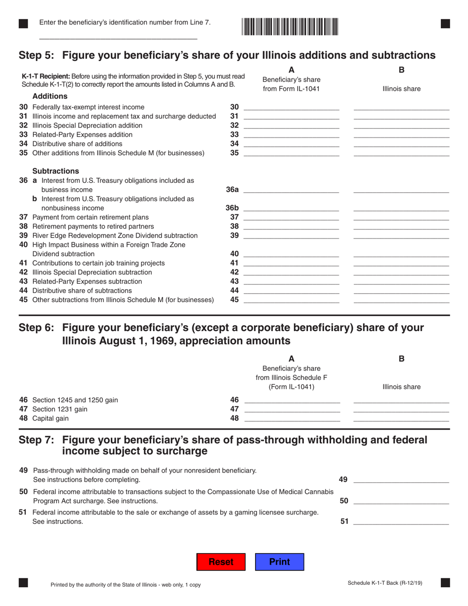 Schedule K-1-T Beneficiarys Share of Income and Deductions - Illinois, Page 2