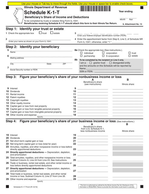 Illinois Beneficiary's Share of Income and Deductions - Fill Out, Sign