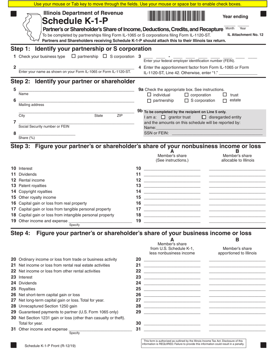 Schedule K-1-P Download Fillable PDF or Fill Online Partner's or Shareholder's Share of Income