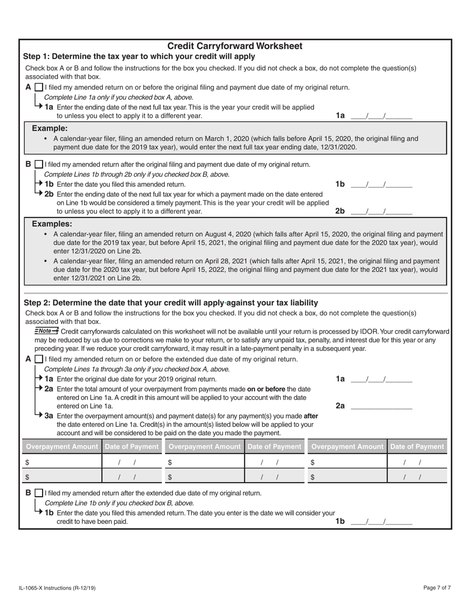 Download Instructions for Form IL-1065-X amended Partnership ...