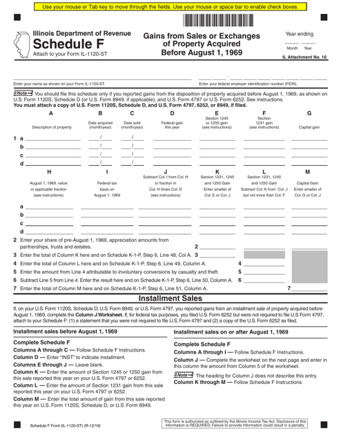 Form IL-1120-ST Schedule F  Printable Pdf