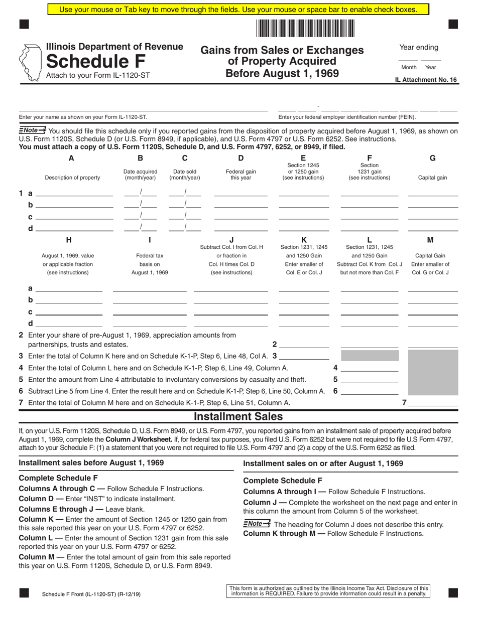 form-il-1120-st-schedule-f-download-fillable-pdf-or-fill-online-gains