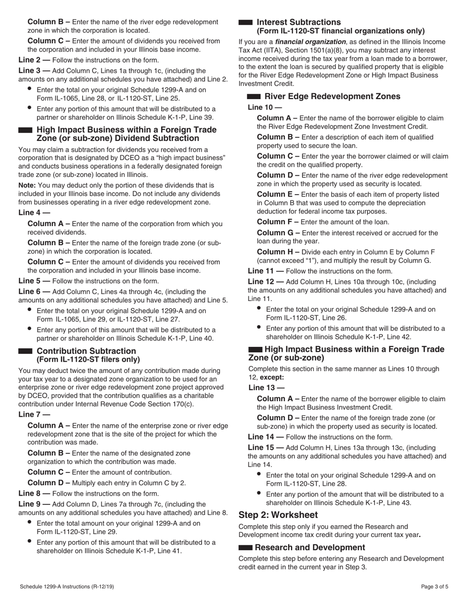 Instructions for Schedule 1299-A Tax Subtractions and Credits (For Partnerships and S Corporations) - Illinois, Page 3