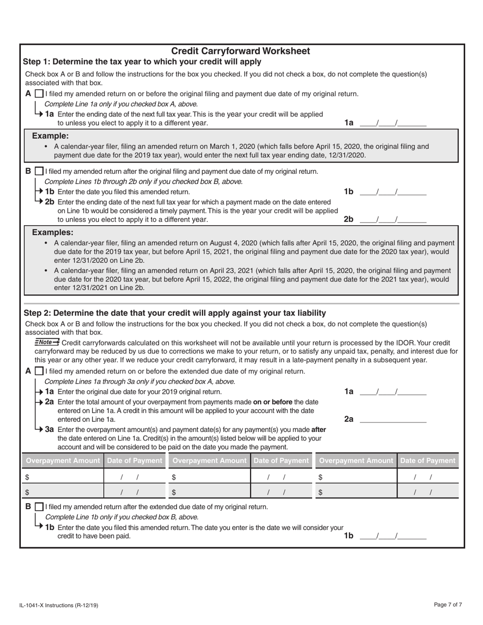 Instructions for Form IL-1041-X Amended Fiduciary Income and Replacement Tax Return - Illinois, Page 7