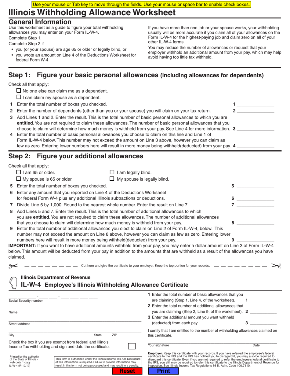 Form ILW4 Fill Out, Sign Online and Download Fillable PDF, Illinois