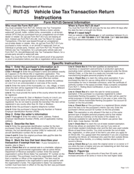Document preview: Instructions for Form RUT-25 Vehicle Use Tax Transaction Return - Illinois