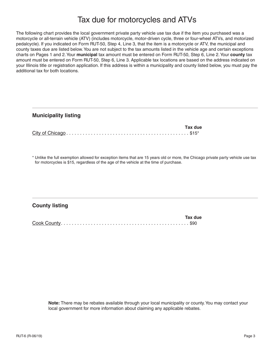 Instructions for Form RUT-50-X, 485 Amended Private Party Vehicle Tax Transaction Return - Illinois, Page 6