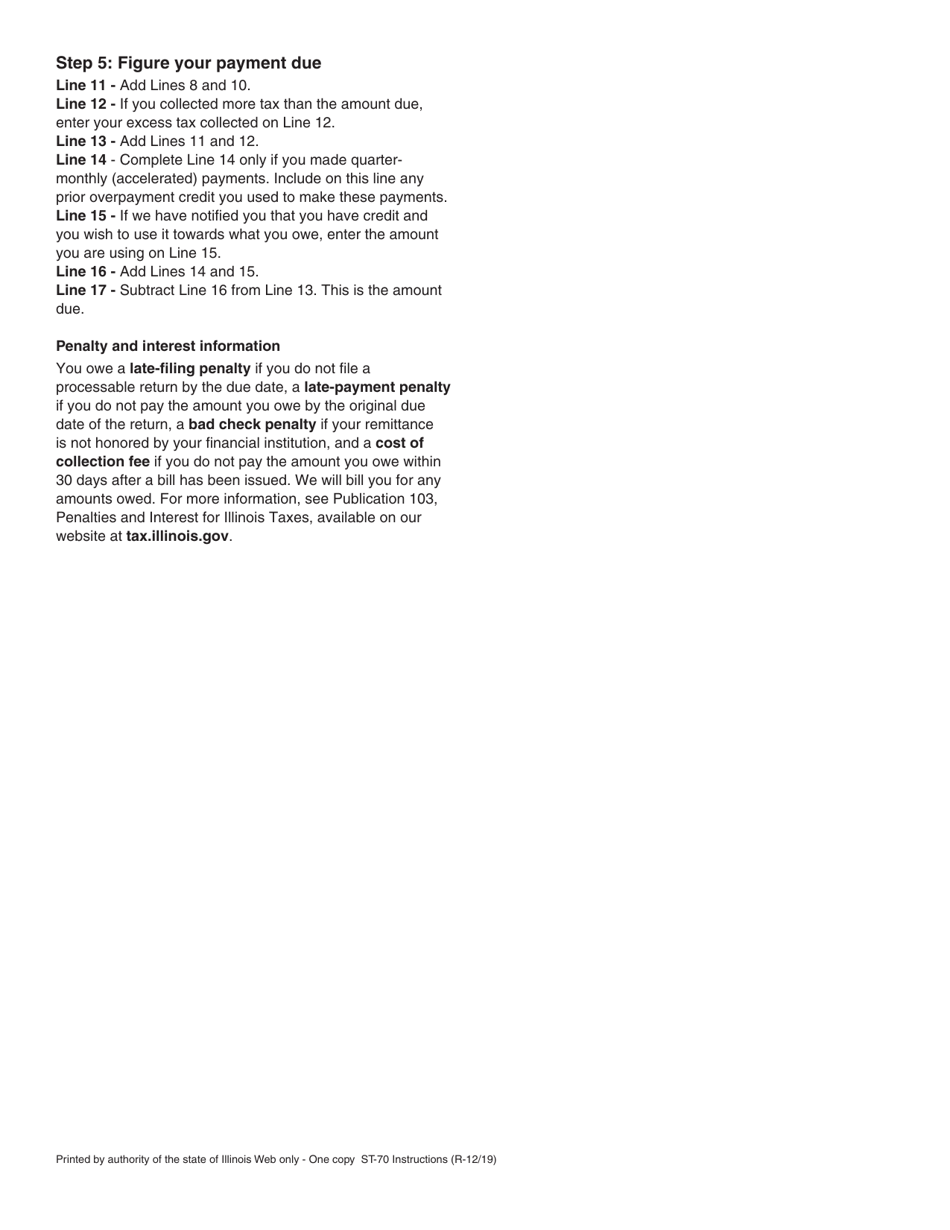 Instructions for Form ST-70 Aviation Fuel Sales and Use Tax Return - Illinois, Page 2