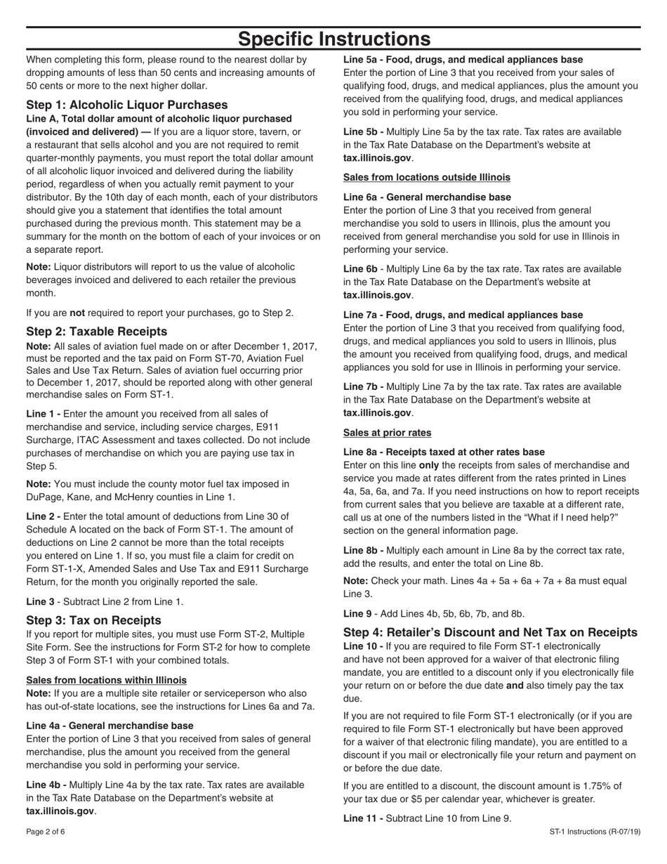 Instructions for Form ST-1, 002 Sales and Use Tax and E911 Surcharge Return - Illinois, Page 2