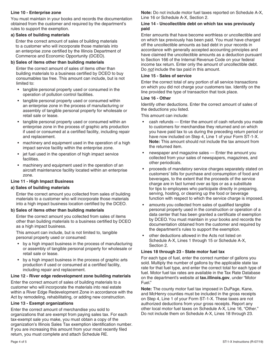 Instructions for Form ST-1-X, 003 Amended Sales and Use Tax and E911 Surcharge Return - Illinois, Page 4