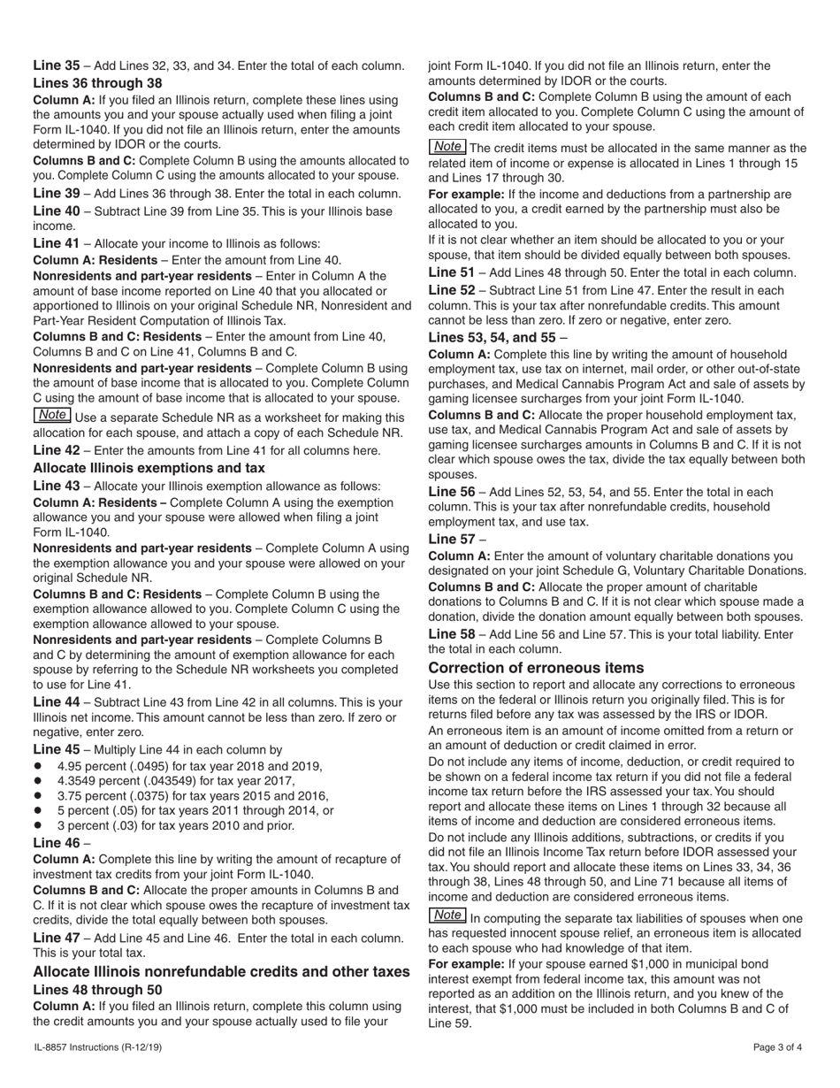 Instructions for Form IL-8857 Request for Innocent Spouse Relief - Illinois, Page 3
