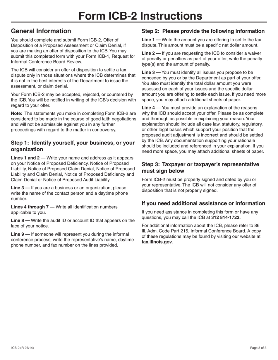 Form ICB-2 Offer of Disposition of a Proposed Assessment or Claim Denial - Illinois, Page 3