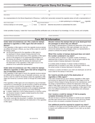 Form RC-16 (447) Cigarette Tax Claim for Credit - Illinois, Page 2