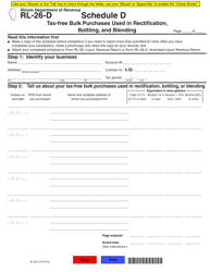 Document preview: Form RL-26-D Schedule D Tax-Free Bulk Purchases Used in Rectification, Bottling, and Blending - Illinois