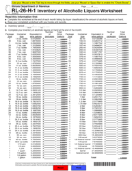 Document preview: Form RL-26-H-1 Inventory of Alcoholic Liquors Worksheet - Illinois
