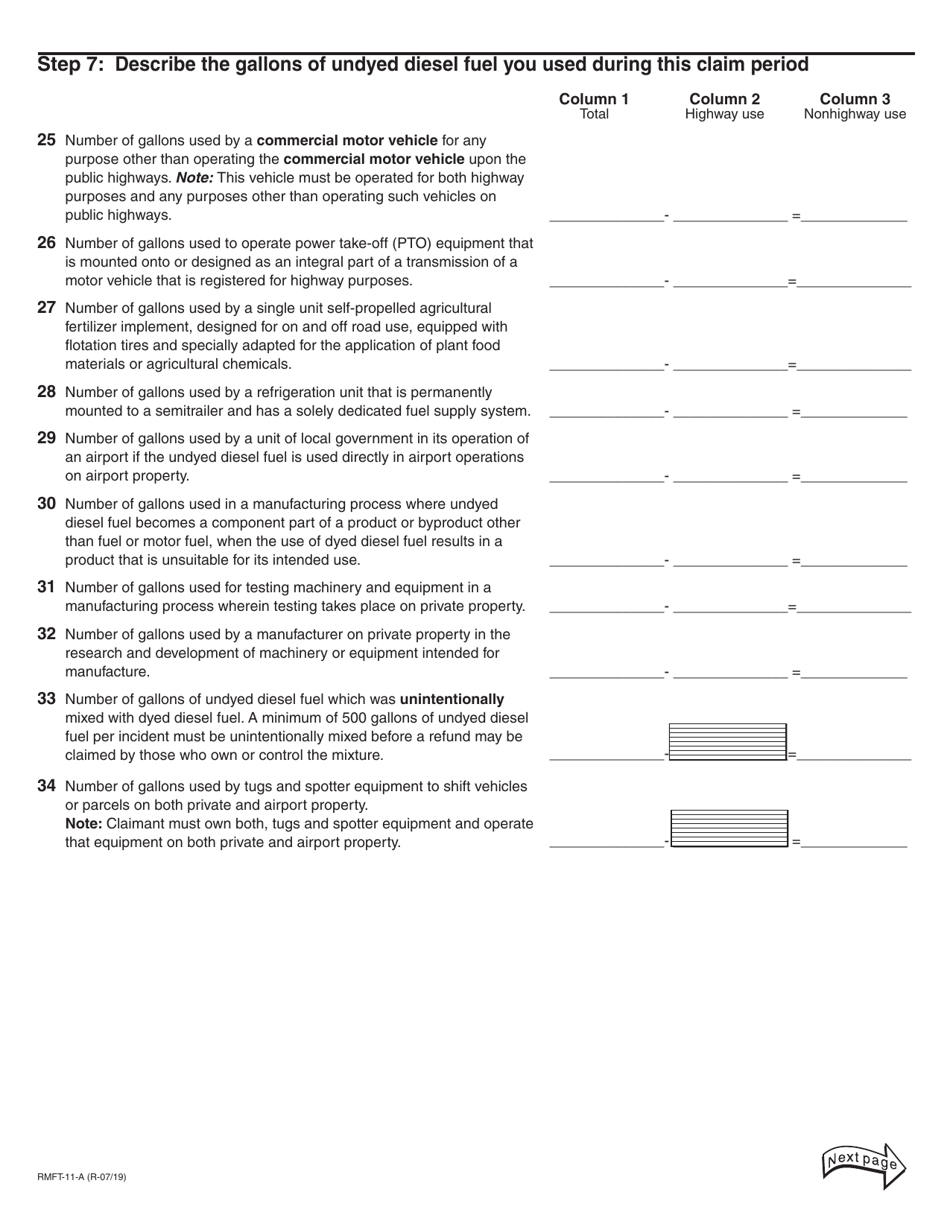 Form RMFT-11-A Illinois Motor Fuel Tax Refund Claim - Illinois, Page 3