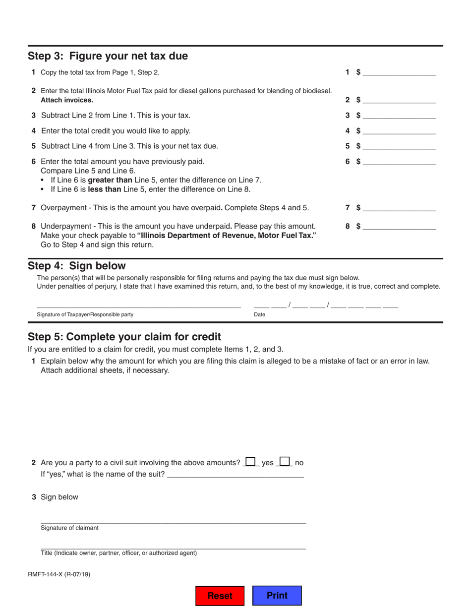 Form RMFT-144-X (971) Amended Alternative Fuels Return - Illinois, Page 2