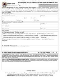Form CIS-H Housing/Real Estate Transaction Complainant Information Sheet - Illinois