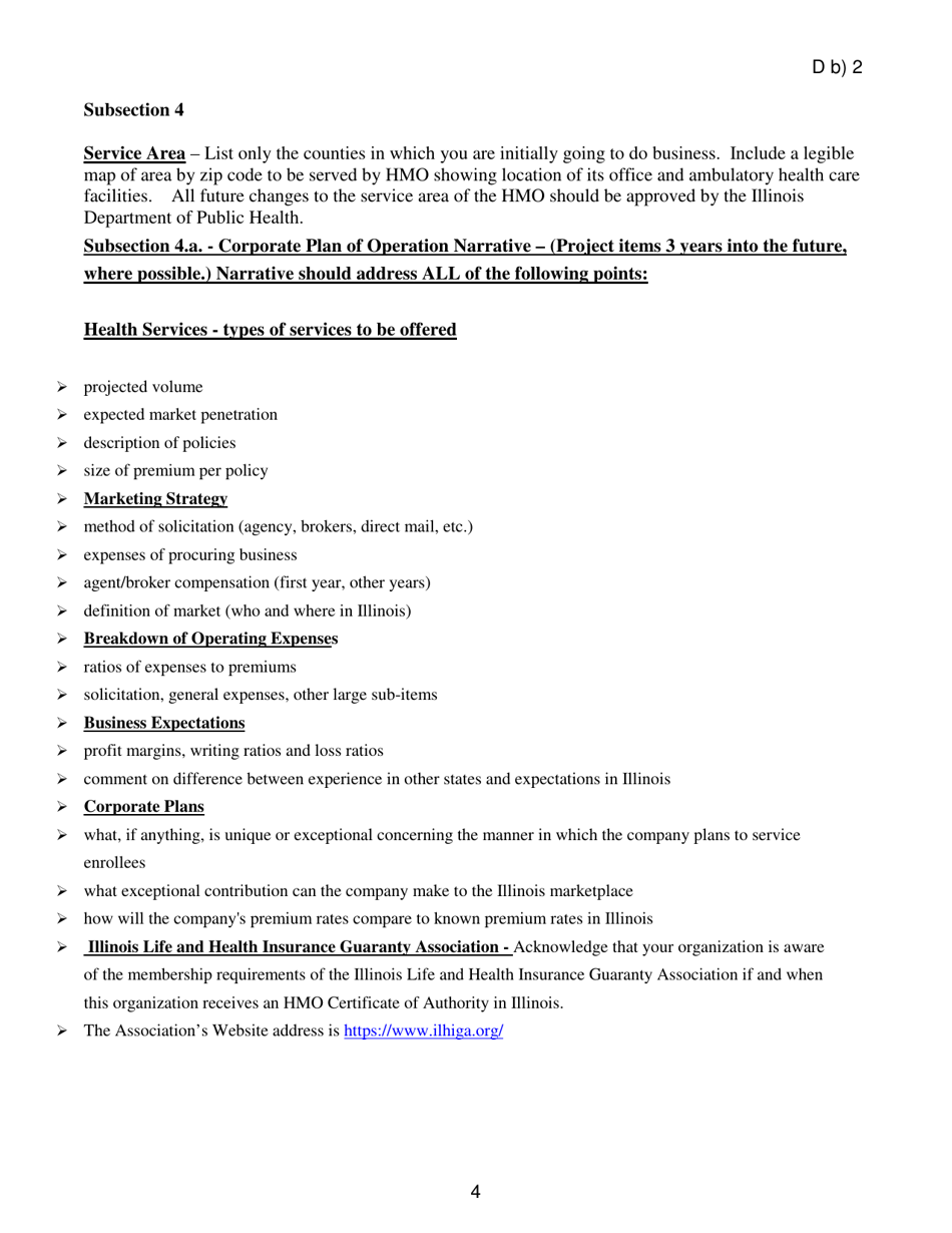 Application for HMO Certificate of Authority - Illinois, Page 4
