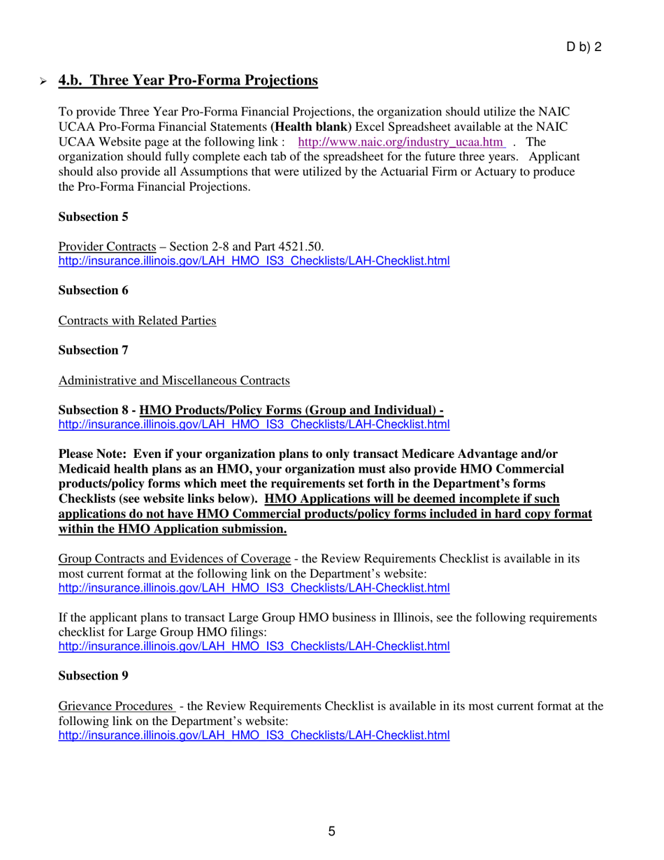 Application for HMO Certificate of Authority - Illinois, Page 5