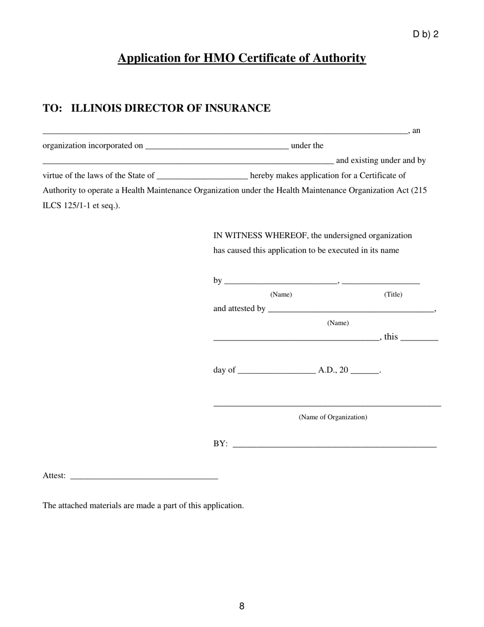Application for HMO Certificate of Authority - Illinois, Page 8