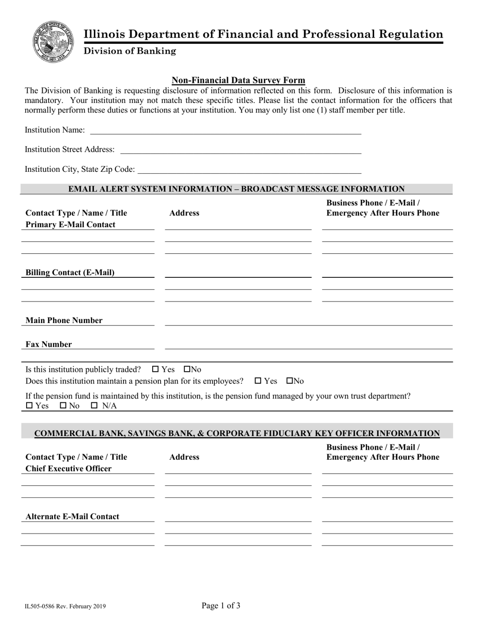 Form IL505-0586 Non-financial Data Survey Form - Illinois, Page 1
