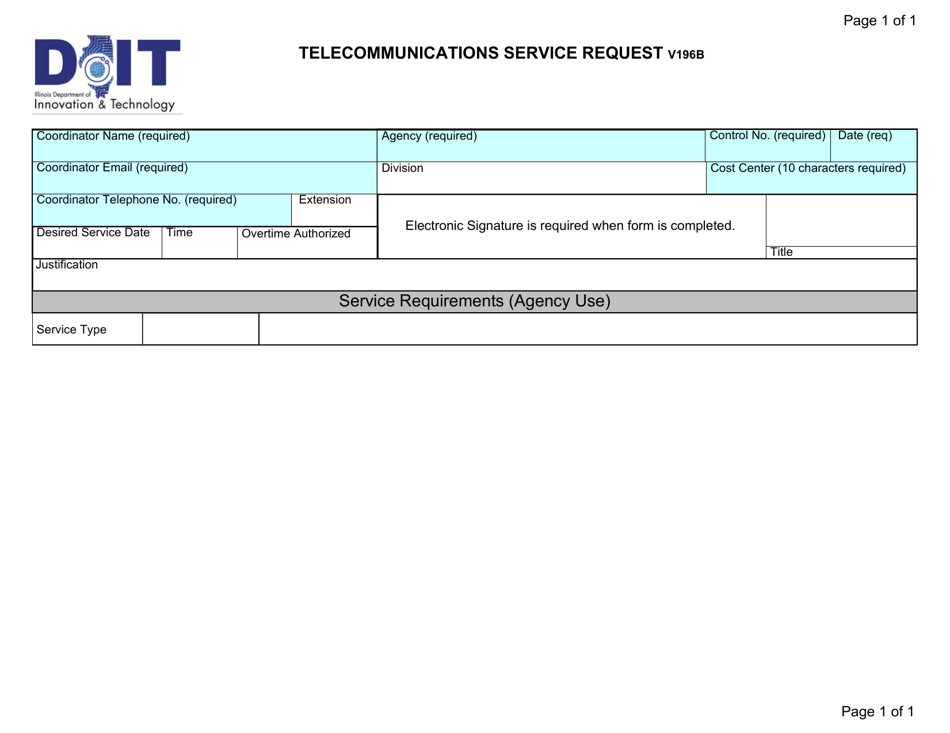 Form V196B Telecommunications Service Request - Illinois, Page 1