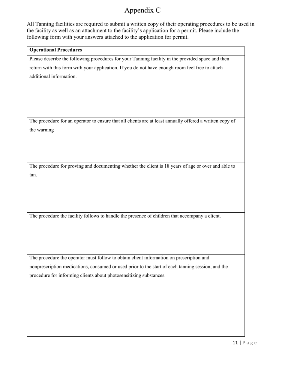 Body Art Establishment Registration or Tanning Facility Permit Application - Illinois, Page 11