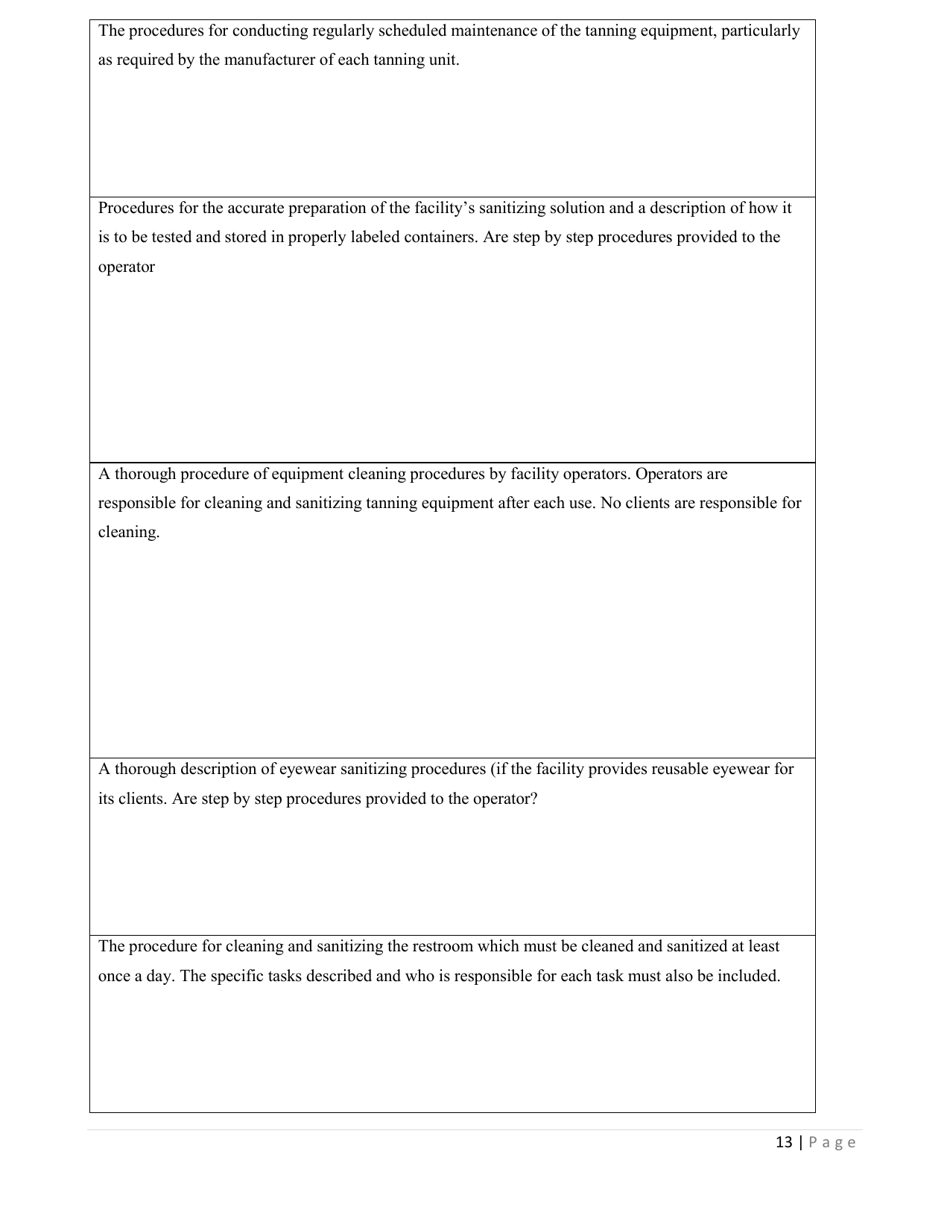 Body Art Establishment Registration or Tanning Facility Permit Application - Illinois, Page 13