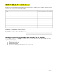 Body Art Establishment Registration or Tanning Facility Permit Application - Illinois, Page 3