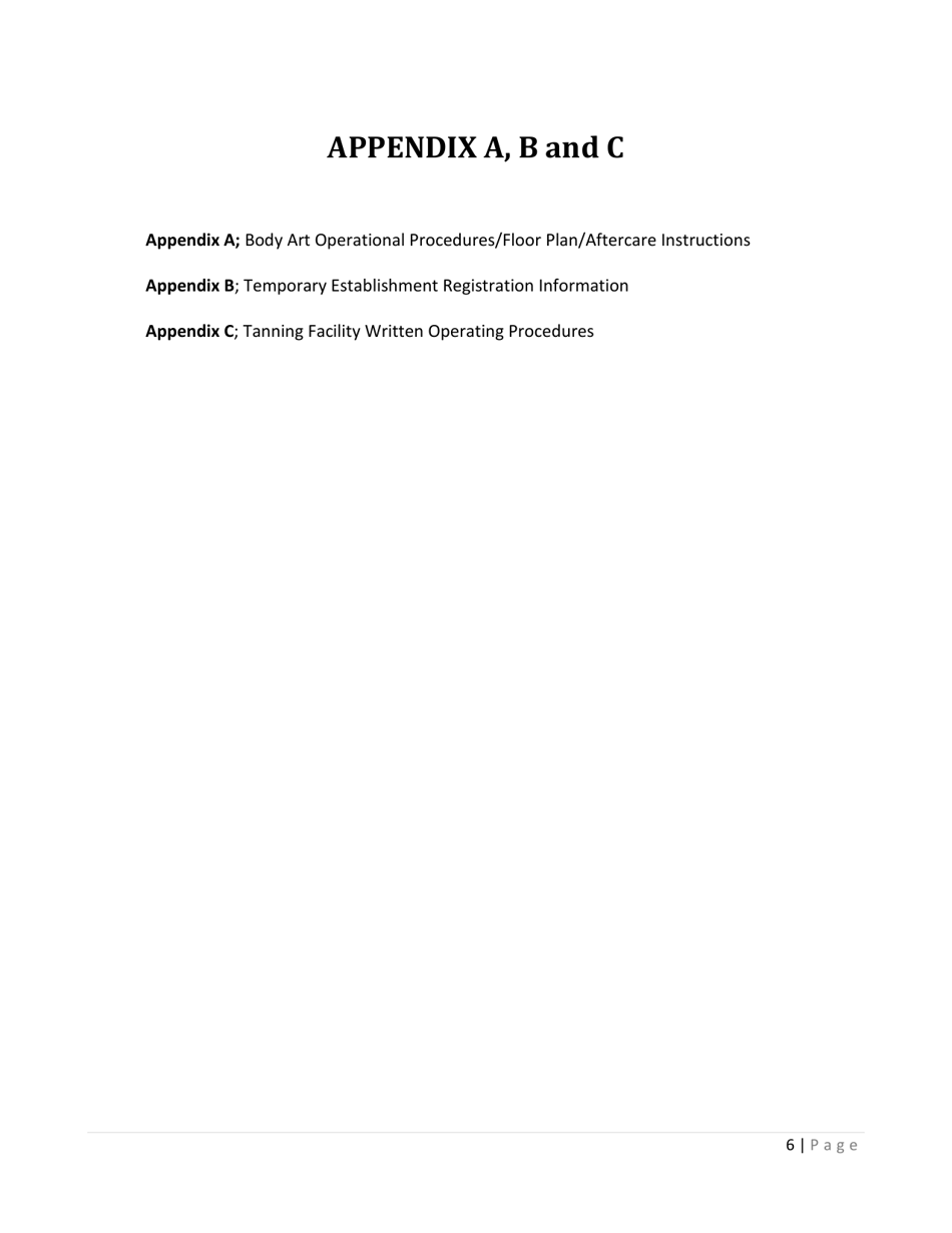Body Art Establishment Registration or Tanning Facility Permit Application - Illinois, Page 6