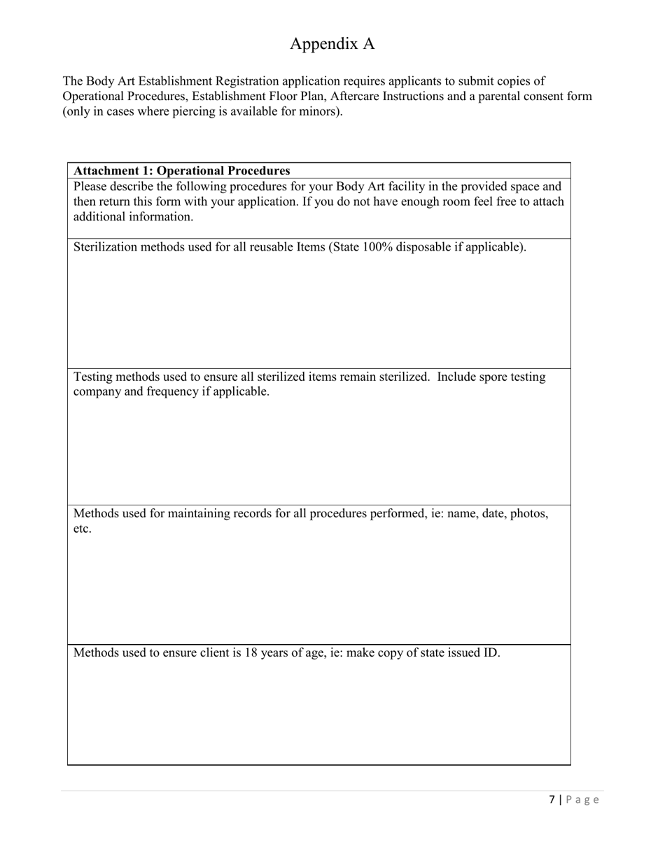 Body Art Establishment Registration or Tanning Facility Permit Application - Illinois, Page 7