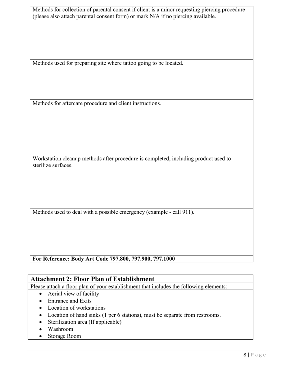 Body Art Establishment Registration or Tanning Facility Permit Application - Illinois, Page 8