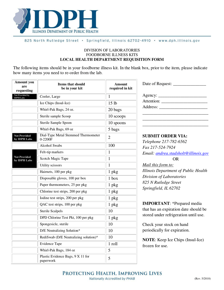 Local Health Department Requisition Form - Illinois, Page 1